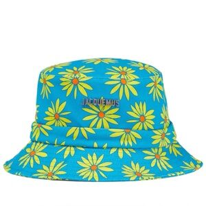 NWT Jacquemus Le Bob Gadjo Floral Bucket Hat Print Green/Blue Flowers